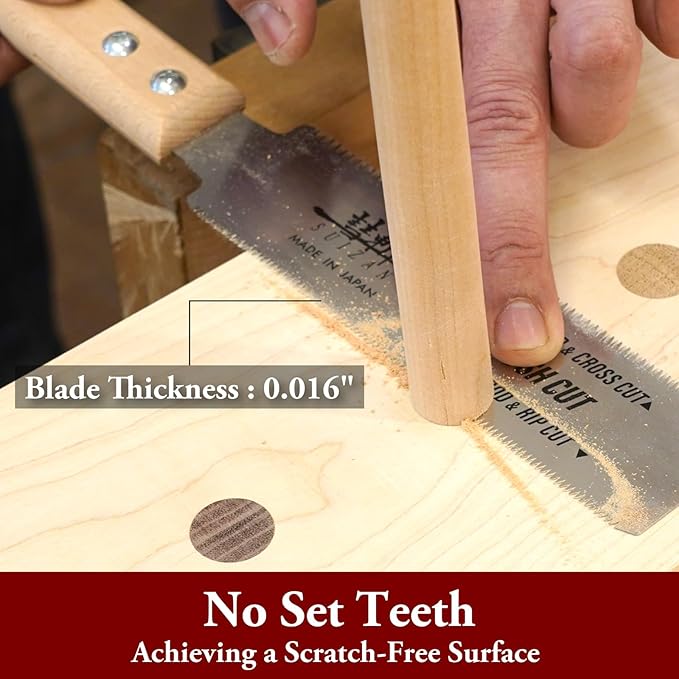 SUIZAN Flush Cut Saw 6" - Japanese Pullsaw Hand Saws Wood Cutting | Professional Pull Saw for Woodworking Furniture Making DIY Tools Dowel Trim Plugs No Set Teeth Sharp Replaceable Blade Ryoba