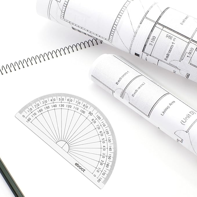 EBOOT 10 Pack Plastic Protractor, 180 Degrees Protractor for Angle Measurement Student Math, 4 Inches, Clear