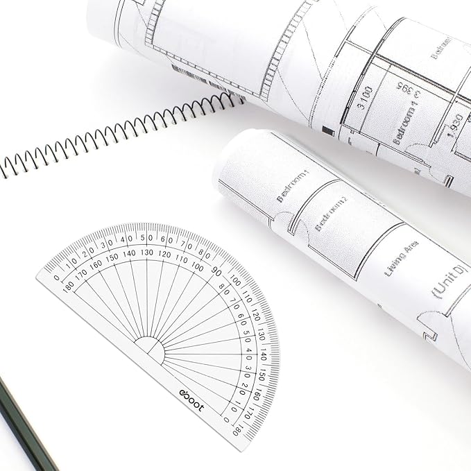 EBOOT 10 Pack Plastic Protractor, 180 Degrees Protractor for Angle Measurement Student Math, 4 Inches, Clear