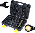 8PCS SAE Ratcheting Wrench Set, 72-Tooth Combination Wrench Set, 5/16"-3/4" | 5-Degree Swing Arc for Tight Spaces,CR-V Steel, Rust-Resistant Black Finish with Storage Organizer
