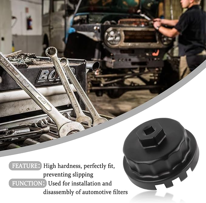 Salior 64mm Oil Filter Wrench,Aluminum Alloy Quickly Oil Filter Removal Tool Compatible with Lexus Toyota Tundra RAV4 Sienna 2.5L to 5.7L Engines Oil Filter Socket (Black)