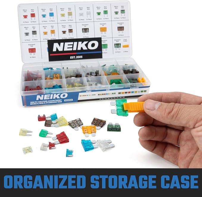 NEIKO 50505A Car Fuse Master Assortment Set, 306pc, Fast Acting, Auto Fuses Kit, Standard, Micro & Mini Sizes, 2A, 5A, 10A, 15A, 20A, 30A, and 35 Amp, Marine Boat, Automotive, RV, Car Fuse Kit