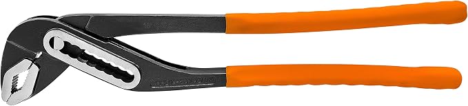 Groz 16 Inch Water Pump Pliers, 7-Position Adjustable Lower Jaw, Serrated Jaws Set at 45 Degrees for Pipes, Nuts and Irregular Shapes, 400mm Tongue and Groove Plumbing Plier (31743)