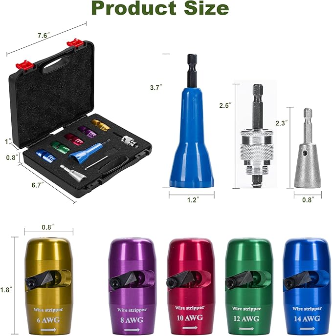 Wire Stripper Twister Tool for Drill, 2026 Upgraded Wire Stripping Tool & Wire Twisting Connector for Cutters 6-14 AWG, 8 In 1 Professional Electrician Wire Nut Twister Stripping and Twisting Tool