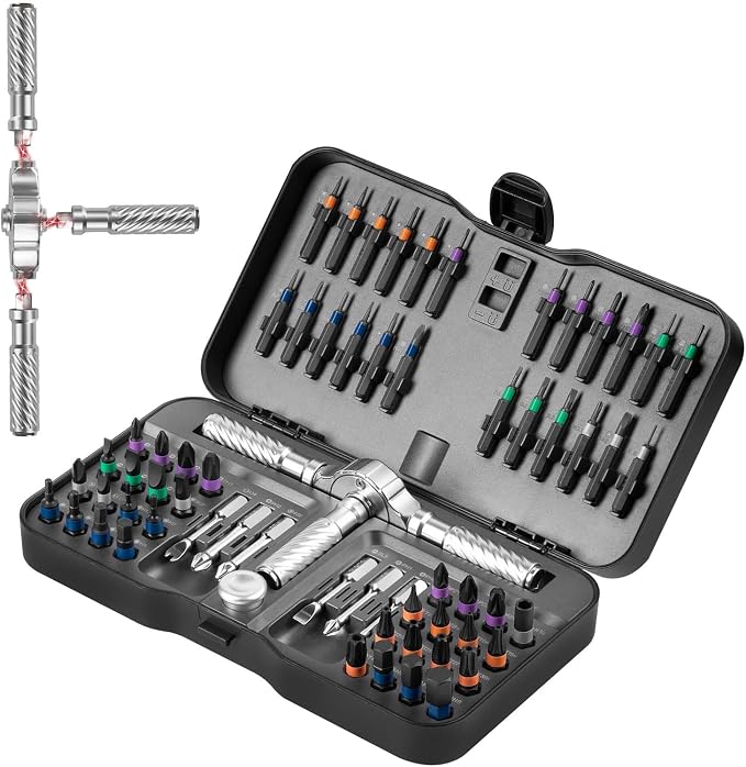 VMAN Ratchet Screwdriver Set, magnetic Screwdriver sets, S2 Steel Bits, DIY Combination Flexible Shaft, Suitable for Furniture Assembly, Precision Electrical Appliance Repair, Bicycle Tools