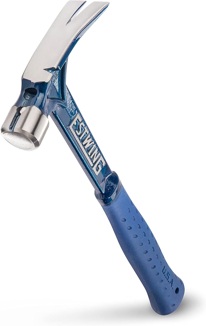 ESTWING Ultra Series Hammer - 15 oz USA Made Short Handle Rip Claw Framing Hammer with Smooth Face & Shock Reduction Grip - E6-15SR