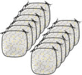 Lunarable Geometric Chair Cushion Pads Set 12, Fish with Abstract Pattern Techno Urban Illusion Creative Design Print, Anti-Slip Seat Padding for Kitchen & Patio, 16"x16", Yellow and Taupe