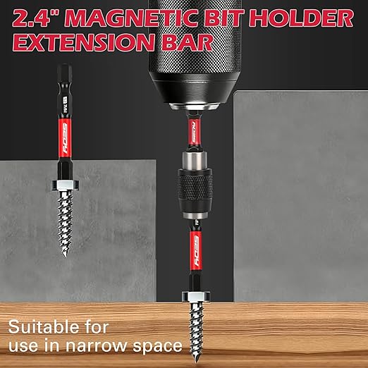 23-Piece Magnetic Hex Head Allen Wrench Drill Bit Set with 2.4" Impact Bit Holder, 1/4" Hex Shank Hex Bits, SAE & Metric Hex Screwdriver Bit Set, S2 Steel Allen Key, Mechanic Home Repair