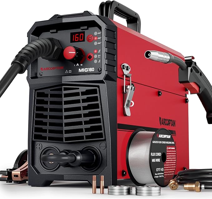ARCCAPTAIN 160A MIG Welder 110V 220V 4 in 1 Welding Machine Gas MIG, Gasless MIG Flux Core Welder, Lift TIG, MMA Stick Welder, Welder Machine with Synergy for Beginner IGBT Inverter Portable Welder
