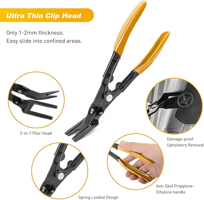 GOOACC Auto Trim Removal Tool Set 3Pcs No Scratch Pry Tool Kit with Storage Bag for Car Body Clips Door Panel Car Clips Dashboard Repair Yellow