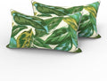 LVTXIII 2 Pack Outdoor Lumbar Pillows 12x20 Inch with White Piping, Fade Resistant Support Throw Pillows with Inserts for Patio Furniture, Sofa, Chair, Lush Leaf Jungle