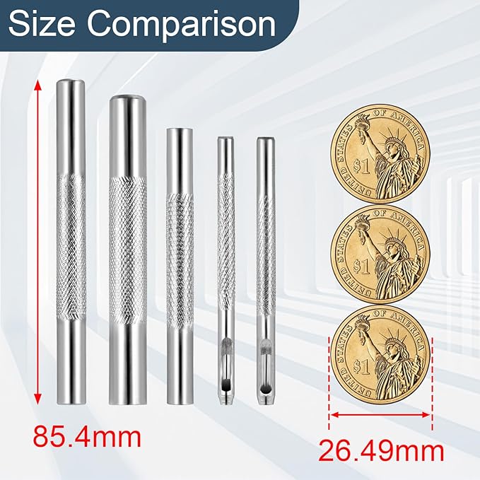 7pcs Rivets Setting Tool Kits, Metal Rivet Punch Tool for Install Leather Bag Belt Shoe Boot Hats Pet Collar Keychain Clothing