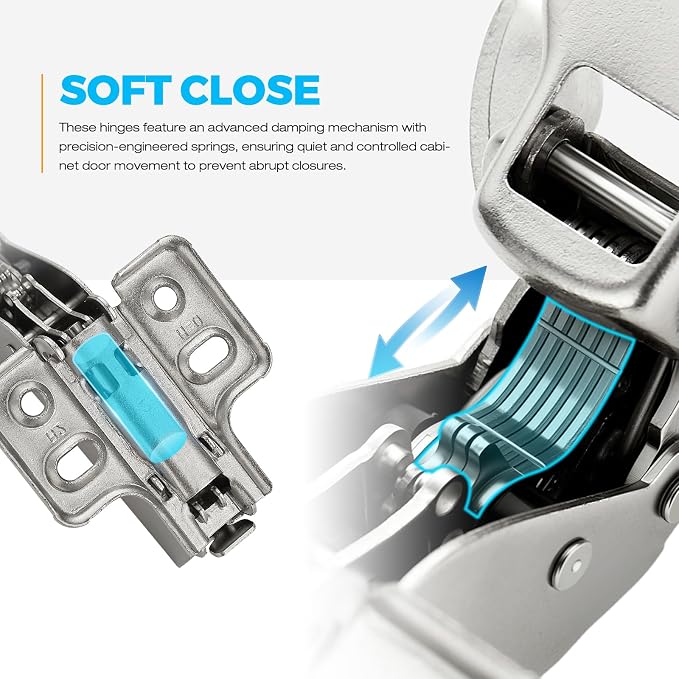 HOME EDIT 1 Pairs 2 Pack European Full Overlay Soft Close Cabinet Hinges Concealed Kitchen Cabinet Hinges Heavy-Duty Frameless Adjustable for Cupboard Hardware