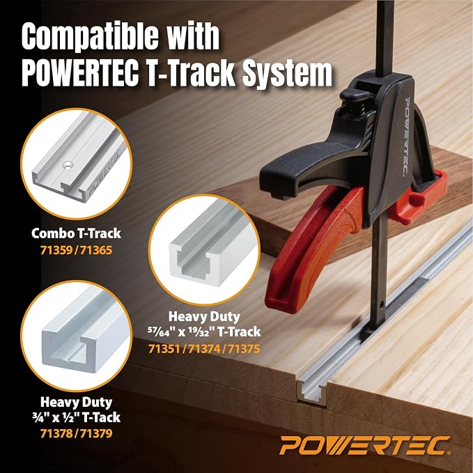 POWERTEC Guide Rail Clamp, 8-3/4 Inch Quick Release Clamps for Circular Saw Guide Rail System, Woodworking, 71423V, Track Saw Track Clamp(2PCs) (Pack of 10)