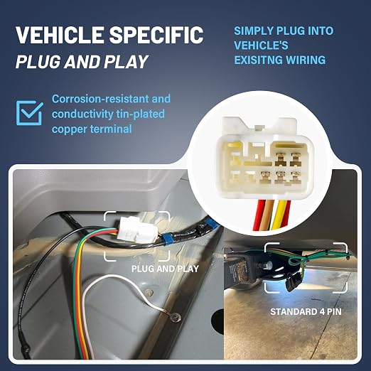 MECMO 4-Pin Trailer Wiring Harness 56040 for 2009-2024 Subaru Forester, Outback, Crosstrek, XV, Ascent Towing Hitch Wire Wiring Vehicle-Side 4 Prong 4Pin Flat Trailer Light Plug & Play Tow Connector