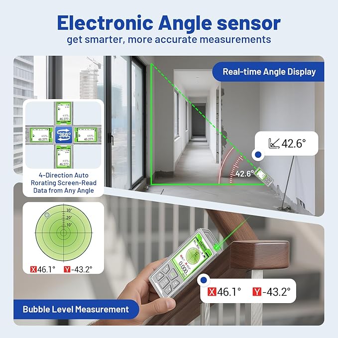 Huepar Pro Laser Measuring Tool, 495Ft Outdoor Laser Measure with Camera & Bluetooth Connected, Laser Distance Meter with P2P Technology, Free APP, IP68, Micro USB Cable, Hand Strap & Pouch - SW-150GQ