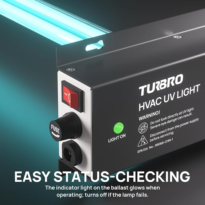 TURBRO AC 120V 36W HVAC UV Light Kit Air Purifier, ETL&CARB Certified, Comes with a 15.2 in 4-Pin 2G11 Base Lamp, Installation Template, and Ballast, for Cleaning Air and Ducted AC Systems, UV36P