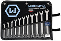 Wright Tool 711 Combination Wrench Set 12 Point Satin Finish 11 Piece 3/8 to 1 Inch Anti-Slip Forged Steel USA Made WrightGrip 2.0