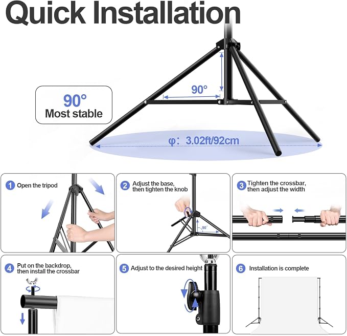 EMART Heavy Duty Photo Backdrop Stand kit 10 x 10 FT with 3 Pcs Backdrops