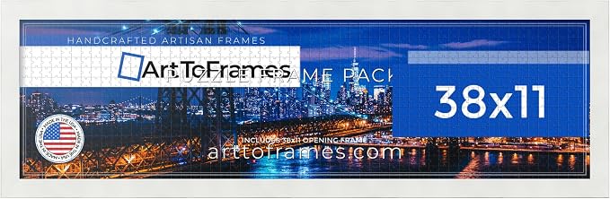 ArtToFrames Puzzle Frame for Buffalo Games 750 Piece Jigsaw Puzzles, 38x11 Inch (97x28 cm), Soft White Engineered Wood with Economy Acrylic, Ready to Hang Puzzle Display