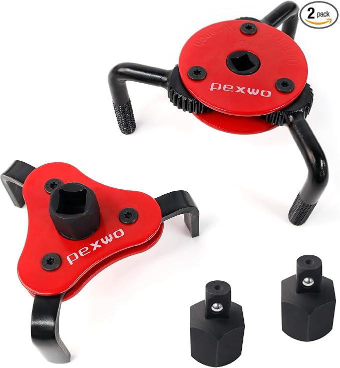 2-Piece 3-Jaw Adjustable Oil Filter Wrench Set - Universal Fit for 2-1/2" to 5-1/2" Filters, 3/8" and 1/2" Both Drive