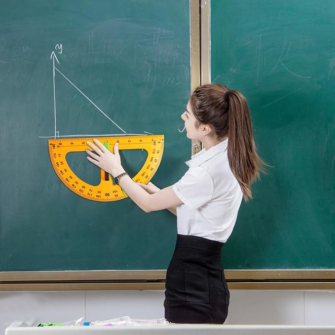 Large Teaching Protractor - Large Classroom Protractor | Digital Design Math Teaching Protractor | Oversized Teaching Compass Protractor | Erase Board Teaching Protractor for Engineer Dry Erase Board