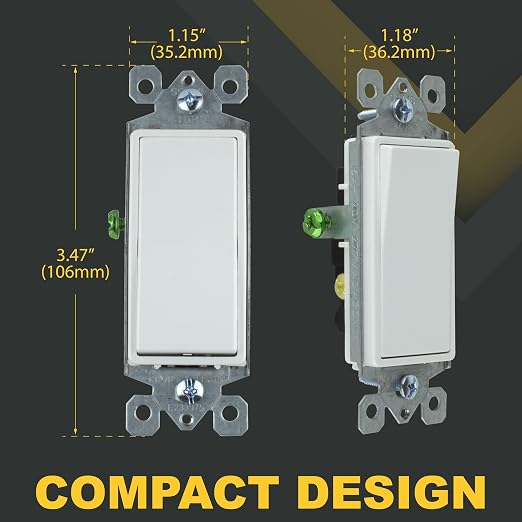 Faith 3-Way Decorator Paddle Wall Light Switch, 15A 120/277V, On/Off Rocker, White