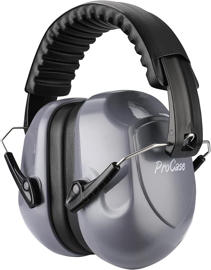 ProCase Noise Reduction Ear Muffs, Sound Proof Ear Protection, NRR 28dB Noise Cancelling Headphones for Adults Kids Autism, Hearing Protection for Shooting Gun Range Mowing -Grey