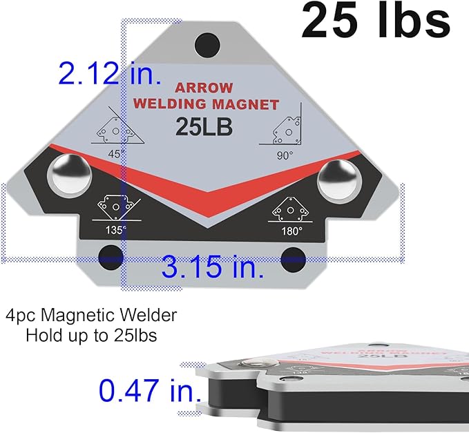 GUTIMORE 25LB Welding Magents, Pack of 4, Heavy Duty Angle Holding Magnet Holder