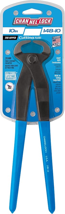 Channellock 148-10 End Cutting Nippers, 10 In, Metallics|Silver metallic