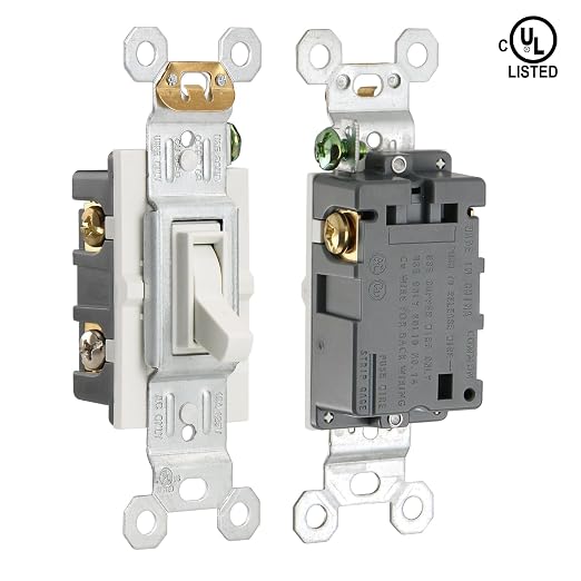 Baomain 2-Pack 15 Amp Toggle Light Switch with Wall Plate, 3-Way, Residential/Commercial Grade, On/Off Switch, Glossy White, UL Certified