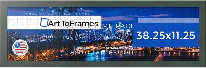 ArtToFrames Puzzle Frame for Buffalo Games 750 Piece Jigsaw Puzzles, 38.25x11.25 Inch (97x29 cm), Fern Green Engineered Wood with Economy Acrylic, Ready to Hang Puzzle Display