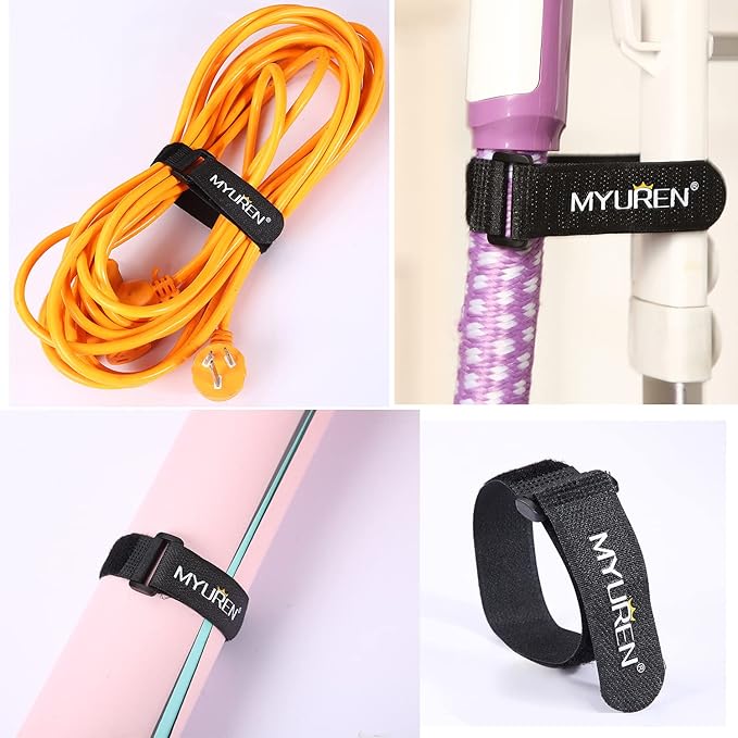 1"x 24"-12 Pack Reusable Fastening Cable Straps with Buckle Adjustable Hook and Loop Securing Strap Multi-Purpose Cinch Strap for Cord Management
