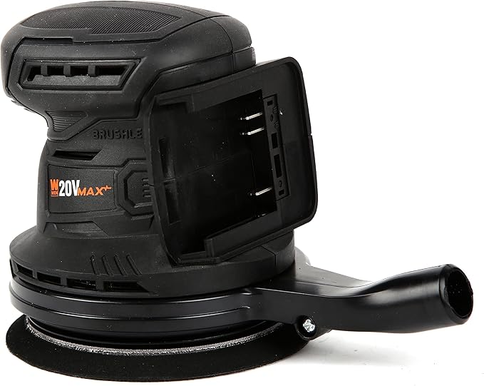 WEN Cordless Orbital Sander, Brushless with 5-Inch Random Orbit Pad, 20V Max 2.0 Ah Lithium-Ion Battery and Charger (20405),Black