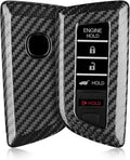 T-carbon Key Fob Cover Fits Acura MDX 2025 5 Buttons Accessories,Glass Fiber Key Fob Case with Keychain Fits Acura 2024 RDX MDX RLX NSX ILX TLX TLX-L CDX Smart Remote Keyless Silver Black