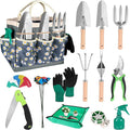 62-Piece Heavy-Duty Garden Tool Set, Complete Garden Tool Kit with Stainless Steel Shovel, Repotting Mat, Pruning Shear&Durable Gardening Tool Bag, Gardening Gift Set—Ideal Gift for Women/Men/Beginner
