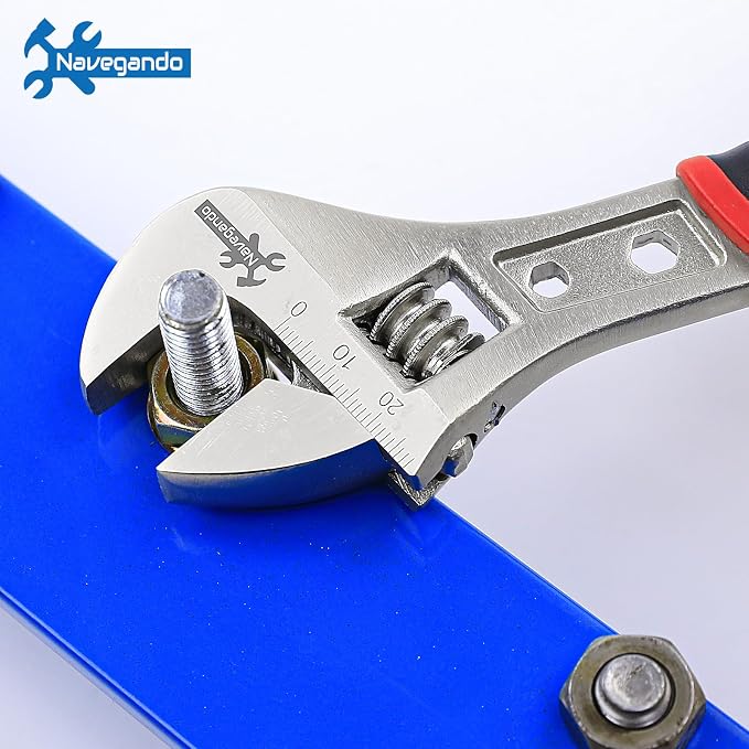 Navegando 3-Piece Adjustable Wrench Set, 6 8 10 Inch, High Carbon Steel | Adjustable Wrenches with Non-Slip Grip, Rust Resistant, Ideal for Plumbing, Automotive & Home DIY Repair