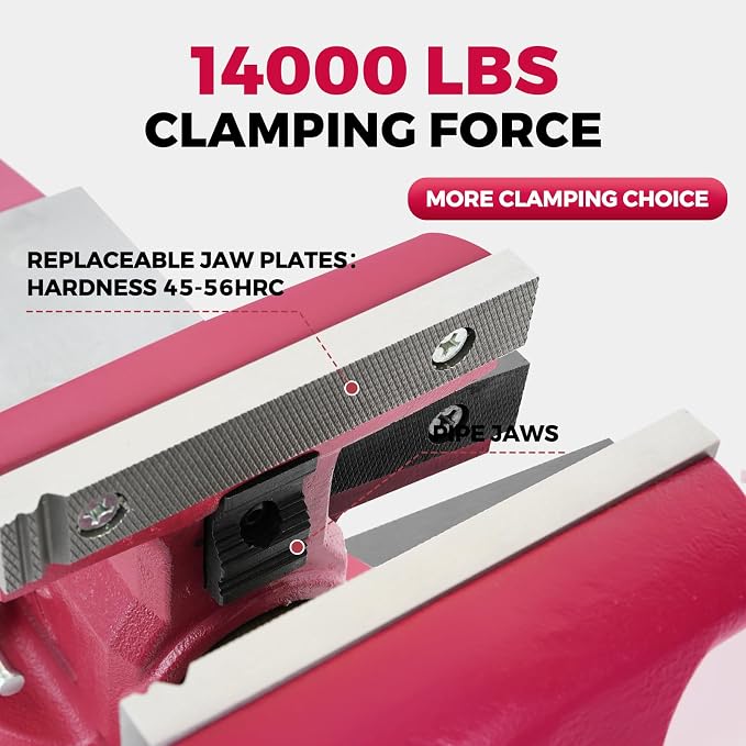 Forward 1760 6 Inch Bench Vise Heavy Duty with Anvil and 360° Swivel Base