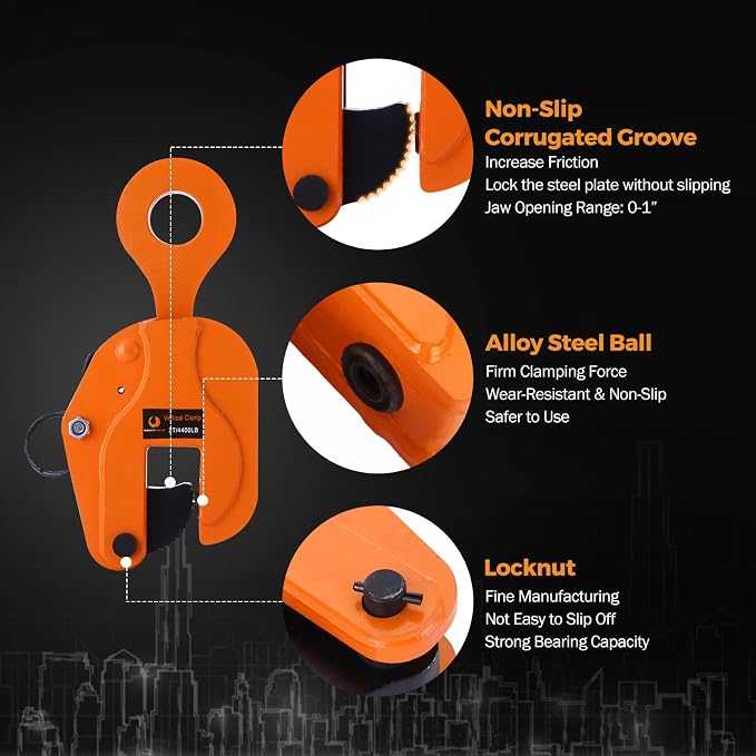 BEAMNOVA 2 Tons Vertical Plate Lifting Clamp, Non-Rotating Ring