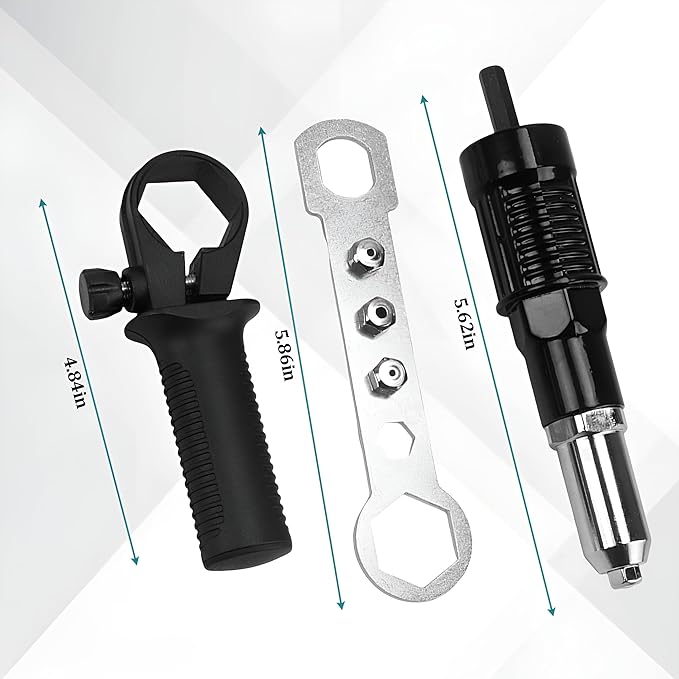 Car Pop Rivet Gun Adapter Kit, Vehicle Electric Power Rivet Drill Attachment with 2.4mm/3.2mm/4.0mm/4.8mm 4 Rivets Heads, Auto Cordless Power Drill Adaptor Kit, Universal Fit