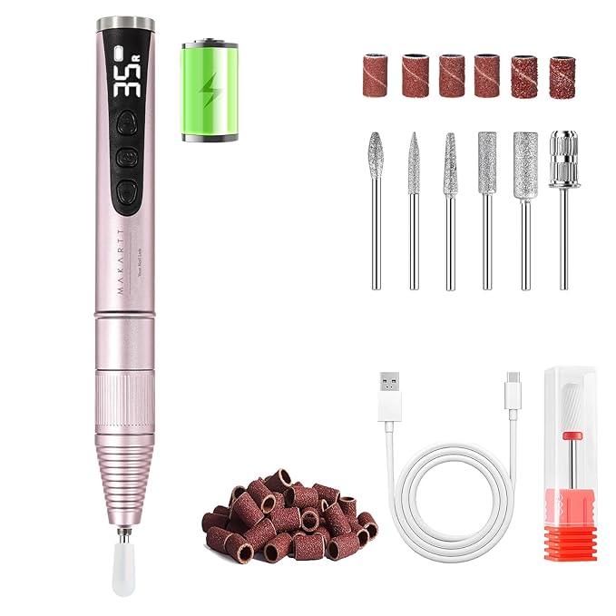 Makartt Electric Nail Drill – Rechargeable 35000 RPM Professional Efile, Cordless Nail Drill Machine Kit & Nail Machine for Acrylic Dip Powder Gel Polish,Quiet Lightweight Portable Tool for Salon Home