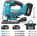 SEESII Brushless Jig Saw, Cordless Jigsaw Tool 2×4.0Ah Batteries | 0–45° Bevel Cut, 3500 SPM Variable Speed, 4 Orbital, Electric Jig Saw for Woodworking, Cutting Wood Metal PVC