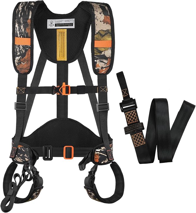 Tree Stand Harness, Hunter Safety System with Whistle Aid, Adjustable Lightweight Hunting Harness for Hunting M/L/XL