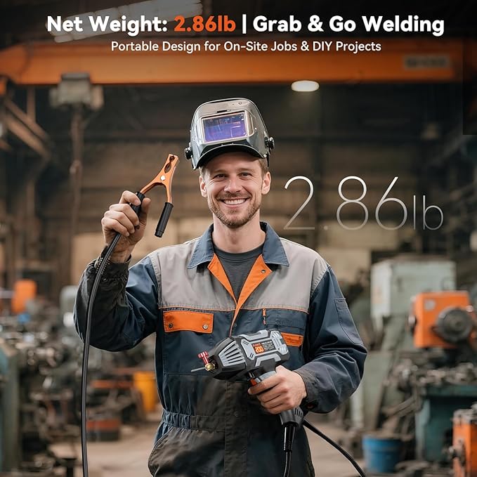Portable Handheld Welding Machine 110V: 200A IGBT Inverter ARC Welder Gun with Digital Display & 6-Level Current Control, Hot Start & Anti-Stick Fits for 3/32"-1/8" Stick Rod