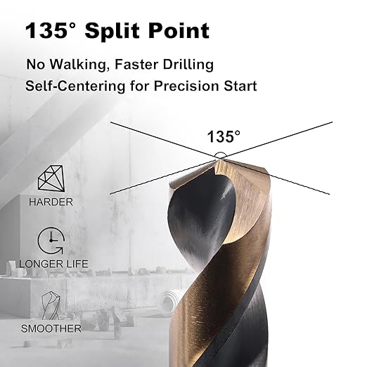 29PCS Drill Bit Set 1/16"-1/2", Black and Gold Oxide Finish Metal Drill Bits, M2 Jobber Length Twist Drill Set with Index Case for Steel, Wood, Plastic
