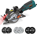 DOVAMAN Circular Saw, 5.8A 4-1/2" Circular Saw w/Laser, Metal Auxiliary Handle, 6 Blades (4½", 4¾"), Cutting Depth 1-11/16" (90°), 1-3/8" (45°), Ideal for Wood, Soft Metal, Plastic, Tile - MCS01A