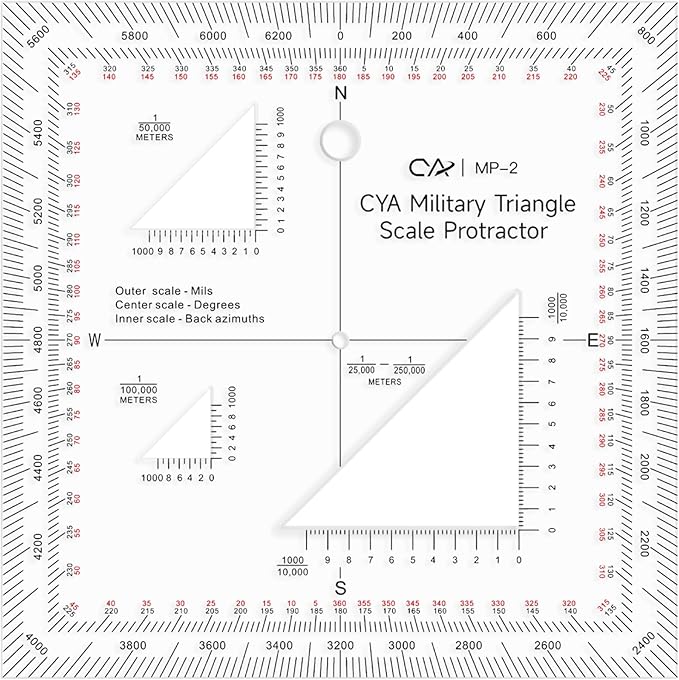 5 Inch Military Map Protractor Military Style Utm/mgrs Coordinate Scale Map Perfectly Cut Land Navigation Protractor Maps Reading and Grid Coordinate Reader