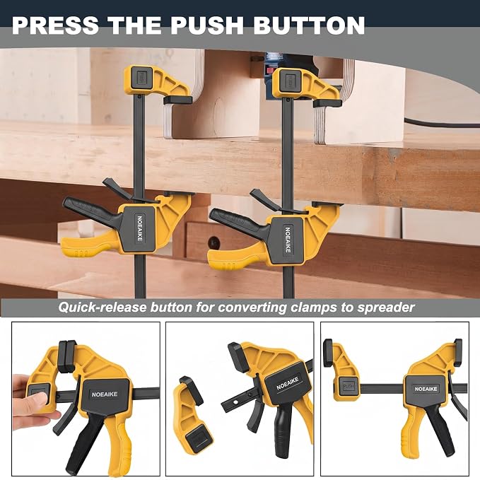 6-Pack Wood Clamps 4Pcs 12in & 2Pcs 6in for Woodworking
