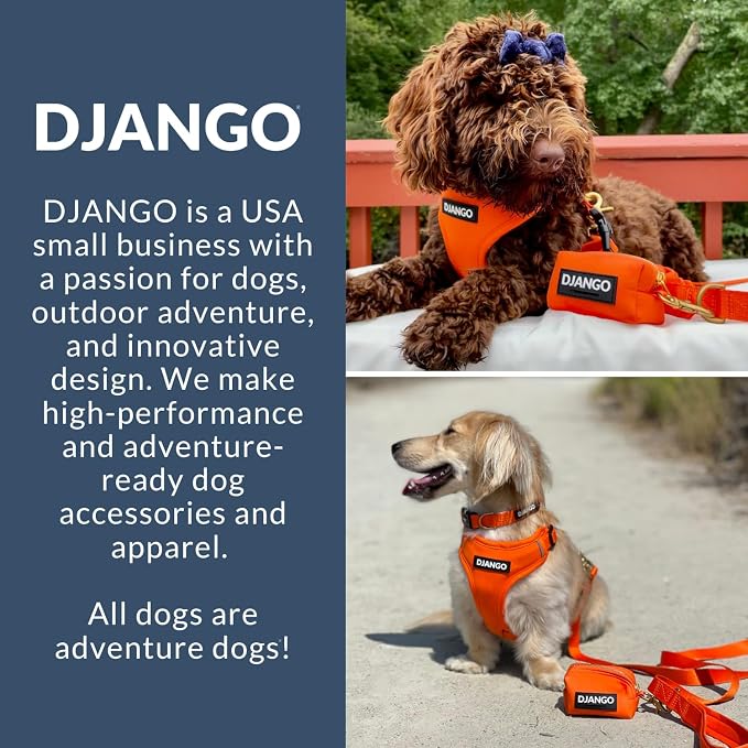 Adventure Dog Harness - Stylish, & Durable Large Dog Harness for Outdoor Adventures and Everyday Wear - Sunset Orange Neoprene Adjustable Harness for Dogs with Reflective Piping & Brass D-Ring