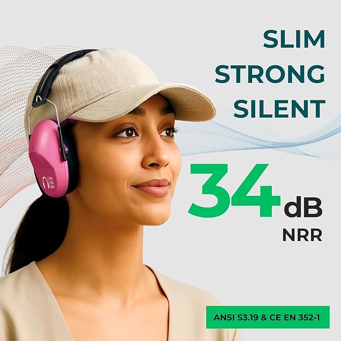 Pro For Sho 34dB NRR Hearing Protection Ear Muffs – Highest NRR Compact Design Ear Protection for Loud Events & Sensory Use